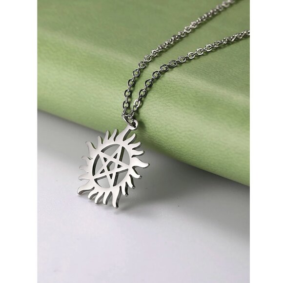 Supernatural - Anti-Possession Symbol Pendant, Stainless Steel Necklace - Picture 2 of 9
